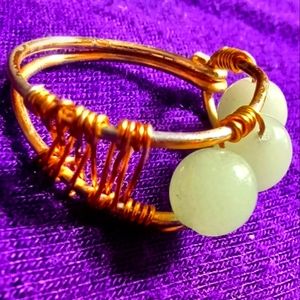 Wire wrapped,  copper wire and agate ring, size 6